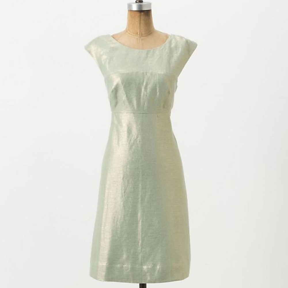 Anthro Maeve Shimmer Mentha Waist Cutout Dress 305